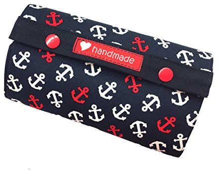 Stoffperle Geldbörse - Anker - dunkelblau/rot | Handmade Geldbörse