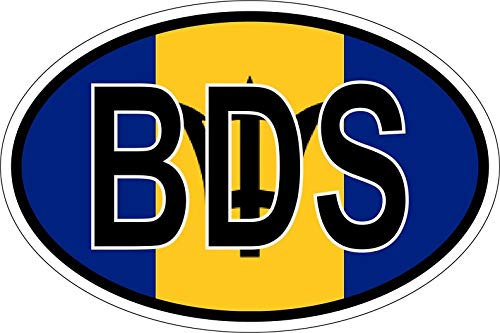 Akachafactory Sticker Aufkleber Nationalitätenkennzeichen Flagge Fahne Barbados BDS