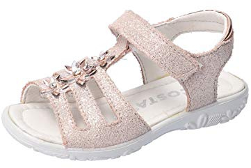 RICOSTA Mädchen Riemchensandalen Cleo, Weite: Mittel (WMS), Maedchen Kinderschuhe Spielen verspielt detailreich Freizeit leger,Nude,34 EU / 2 UK