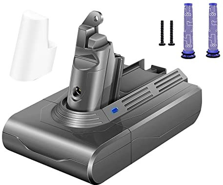 Keenstone 4600mAh Li-ION Batterie de Remplacement 21.6V pour Dyson V6 DC62 DC59 DC61 DC58 DC72 DC74 SV03 SV04 SV06 SV07 SV09 Animal Absolute + 2 Filtres Lavables Réutilisables