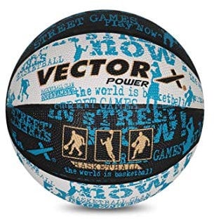 Vector X Power Basketball | Color: Black, White & White | Size: 3 | for Men & Boys | Material: Rubber | Water Resistant Ball | Moisten Needle Before Insterting