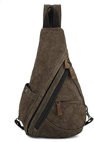 Lmagice Herren-Schulterrucksack aus gewachstem Leinenmaterial, lässiger Crossbody-Tagesrucksack, Khaki2, Material: Main material is sturdy canvas,