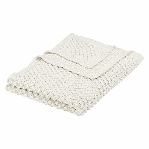 Loberon Plaid Tremes, Trendige Popcorn-Struktur, gerippte Abschlussblende, weiche Haptik, Wohntextilien, Wohndecke, Tagesdecke, Baumwolle, Creme