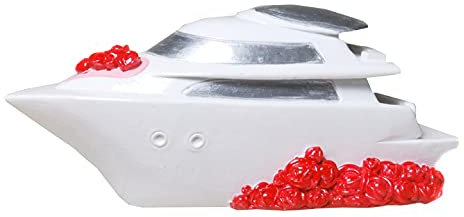 Udo Schmidt GmbH & Co. KG Spardose Hochzeit Yacht mit Rosen 16 cm Sparschwein Schiffsreise Reise Reisen Meer Flitterwochen