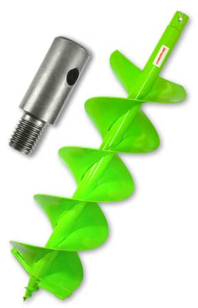 WERHE® Profi Bohrer Vollstahl, Erdbohrer für bohrmaschine 180 mm DoppelWelle Extreme robust mit m14 Adapter - Pfahlbohrer Brunnenbohrer präzise Bohrspitze.