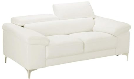 Vente-unique-Ledersofa 2-Sitzer - Weiß - Solange