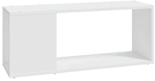 vidaXL Meuble TV Centre de Divertissement Armoire Basse Armoire Stéréo Salon Salle de Séjour Maison Intérieur Blanc 80x24x32 cm Aggloméré