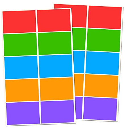 1000 Stück, Umzugsaufkleber Etiketten Selbstklebend Bunt - 75 x 50 mm, 5 Farben