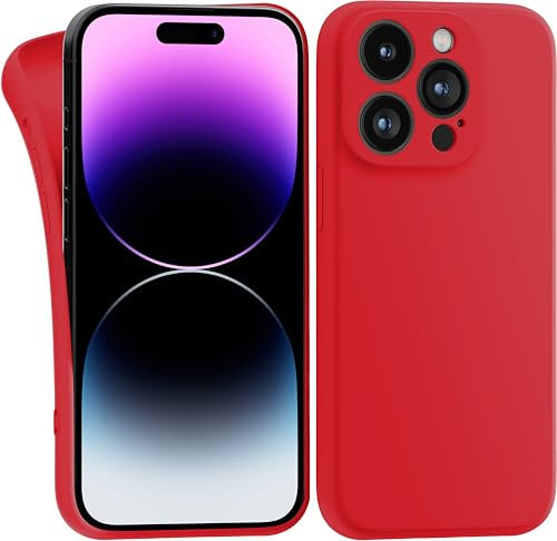 MyGadget Cover per iPhone 14 Pro - Custodia Protettiva in Silicone Morbido – Case TPU Flessibile - Ultra Protezione Antiurto & Antiscivolo Rosso