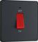 BG Electrical Cooker Control Switch Unit with LED Power Indicator, Single Plate, Double Pole, Screwless, Evolve, Matt Grey, 45A, PCDMG74B
