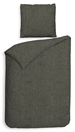 Heckett Lane Flanell Bettwäsche Franela Melange Farbe: Frost Grau (155x220 + 80x80 cm)