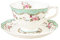 Fanquare Grande Tasse à Thé Verte Avec Soucoupe - 200ml Tasse à Café Vintage, Rose Britannique, Élégante
