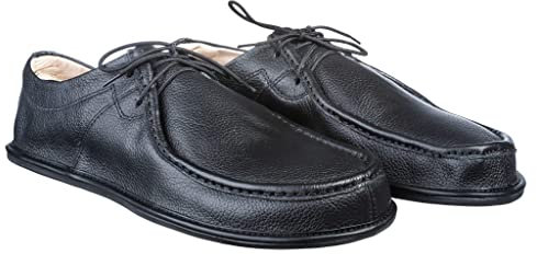 Magical Shoes Mocasines para hombre y mujer, zapatos descalzos de piel, zapatos minimalistas ultraligeros, con cordones, transpirables, mocasines, cameron, Negro , 37 EU Ancho