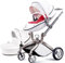 Hot Mom Kinderwagen Klassik Kombikinderwagen 3in1/2in1 set, Alu-Rahmen/Voll-Gummireifen Modell F22, 2025 Style (White)
