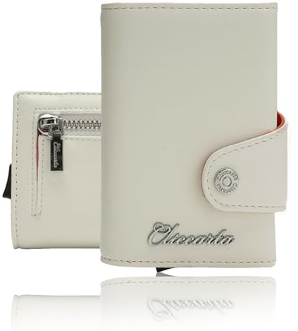 CLICCARTA® Portafoglio Slim Uomo Donna RFID, Porta Carte Uomo Donna con Portamonete e Scomparto Banconote, Compatto ed Elegante, Idea Regalo, Capienza 12 Carte, 20 Banconote e 10 Monete – Bianco Prime