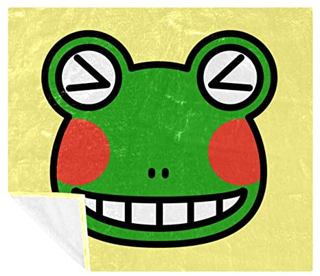 TBOUOBT Bettwäsche-Fleece-Decke, dekorativ für Schlafzimmer-Sofa-Boden,Frosch Tierkarikatur