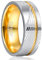 NUNCAD Wolfram Ringe Herren 8mm Damast Stahl Ring mit Rillen Gold Eheringe Partnerringe Größe 67.2 (21.4)
