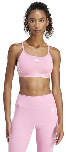 adidas Women's Aeroreact Training Light-Support 3-Stripes Bra Sport-BH, Bliss pink/White, L A-B
