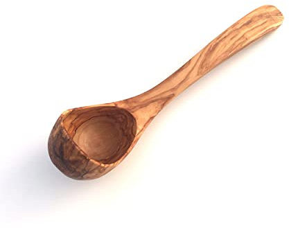 Cazzuola lunghezza a scelta, mestolo da zuppa, mestolo, paletta da sauna, cucchiaio da sauna, mestolo da infusione, realizzato a mano in legno d'ulivo (lunghezza 35 cm)
