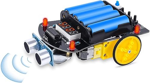 Pemenol Intelligente Hindernisvermeidung und Verfolgung Trolley Roboter Trolley Schweißen Kit, Schweißen Training Kit mit digitalen Rohr-Abstandsanzeige Geeignet für den Schulunterricht