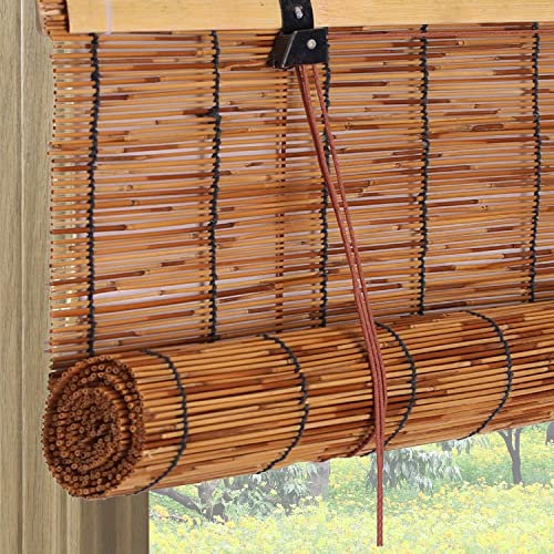 Fenster Bambus Rollo Sonnenschutz bambusrollo 70cm 80cm 90cm 100cm 110cm Seitenzugrollo Jalousine Braun Schilfvorhang