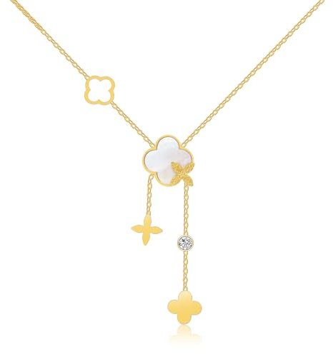 HMOOY Butterfly Clover Necklace Friendship Clavicle Chain Choker Jewellery Accessories Birthday Gifts for Girls Women Friends,Kleeblatt vierblättrig