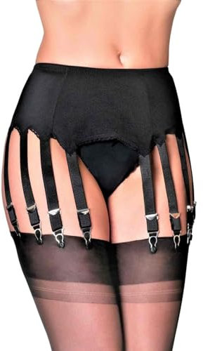 ZALHIN Giarrettiera Nera (A) - Reggicalze Donna, Reggicalze con Cinghie Regolabili, Reggicalze, Biancheria Intima Sexy in Pizzo, Lingerie Hot per Donna (Taglia M)