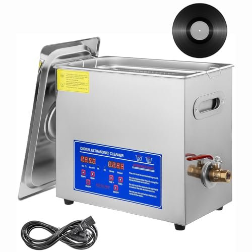 Pulitore ad ultrasuoni, Pulitore ad ultrasuoni for dischi in vinile da 6,5 litri, Lavatrice professionale for dischi/dischi con timer for orologi, gioielli, industriali, con kit di asciugatura