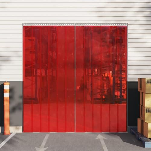 BaraSh Tira de Cortina para Puertas PVC Rojo 200x1,6 mm 25 m Cortinas Plastico para Exterior Opacas Cortina Tiras Puerta