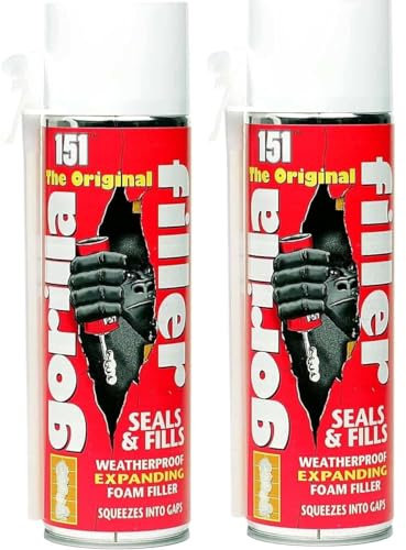 Gorilla Filler Weatherproof Expanding Foam - Versatile, High-Expansion Foam for Gaps, Cracks, and Holes - Indoor & Outdoor Use - 500ml or 750ml (3, Foam Filler 500ml)