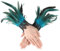 COMNICO Damen Feder-Handgelenkmanschetten, Florale Spitzenflügel-Armbänder Schwarzes Gothic-Mesh-Armband für Cosplay Halloween-Kostüm (Grün)