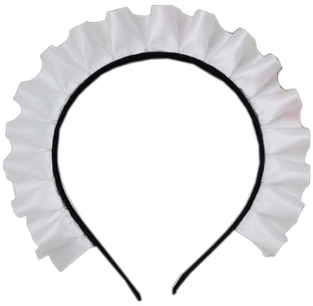 LEJIAJU Weiße Stirnbänder für Damen, breites Rüschen-Stirnband, Neuheit, Dienstmädchen-Kopfbedeckung, Kopfbedeckung, Cosplay, Party-Kostüm
