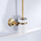 Antike Badezimmer-Accessoires-Sets aus gebürstetem massivem Messing, europäische Badezimmer-Hardware-Sets mit Jadesockel, Retro-Badezimmerprodukte, Toilettenbürstenhalter