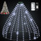skelo Lichterkette Weihnachtsbaum mit Ring, 2M 10 Stränge 200 LED IP65 Wasserdicht Lichterkette außen mit 5 m Zuleitung weihnachtsbeuleuchtung innen 8 Modi für 150, 180, 240cm Tannenbaum - weißes