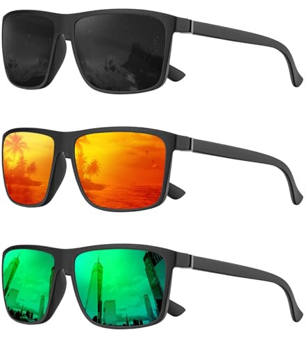 Perfectmiaoxuan 3er-Pack Polarisierte Sonnenbrille Herren Damen, Leichte TR90 Sonnenbrille mit UV400 Schutz, TAC Gläser für Autofahren, Angeln, Urlaub & Freizeit