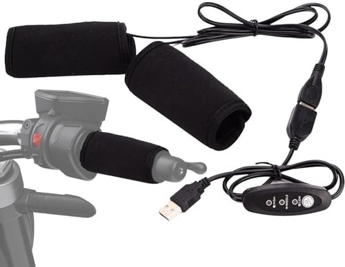 Motorrad Heizgriff, 5V beheizter Lenkerwärmer, USB-betriebener Handgriffwärmer, Lenkerheizungsgriffe mit 3-Gang-Temperatur für Fahrräder, Roller