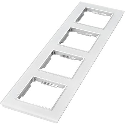 Jandei - Marco de 4 Módulos Cristal Templado, para Instalaciones de Mécanismos Estándar, Interruptores, Enchufes... (Blanco)