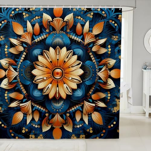 Loussiesd Kinder Boho Paisley Duschvorhang 180x200cm Moderne exotische ethnische Blumen Duschvorhang Textil Kinder Mädchen böhmischer exotischer Stil Duschvorhang indischer Stil Duschvorhang