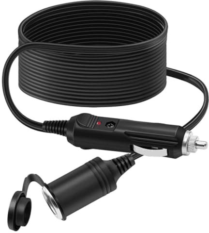 WUSJCOF Câble d'extension de Voiture Extension Allume-Cigare avec Prise commutée et Fusible de Prise pour Voiture de glacière de Camping électrique (1M)