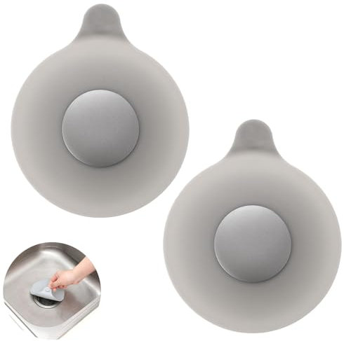 2PCS Bathtub Plug, Drain Stopper, Universal Plug for Sinks, Bathtub Stopper, Bathtub Drain Stopper, For Kitchen,Universal Sink Plug, Bathroom, Laundries (Grey)