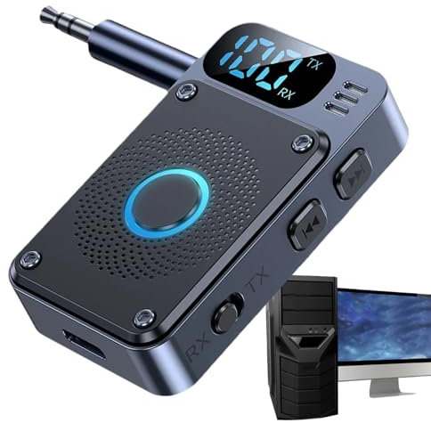 Ruwshuuk Trasmettitore Wireless TV,Trasmettitore Radio Senza Fili | Convertitore Audio con Display Digitale e Jack 3.5mm per Computer, Smartphone, Camion, Cuffie, Aereo, Chitarra, Tablet e Altri