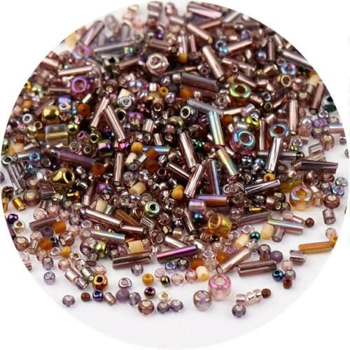 Kit de perles tubulaires, perles de verre, 500 pièces de perles de rocaille rondes mélangées, couleurs et tailles, tubes de verre torsadés for accessoires vestimentaires(Bean Paste Series11,Mix 500pcs