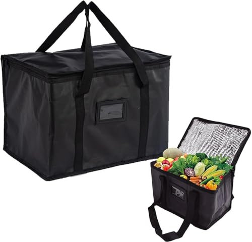 Kühltasche, 40L Faltbar Picknicktasche, Wiederverwendbar Isoliertasche, Auslaufsicher & Wasserdicht Picknicktasche, Tragbar Isoliert Einkaufstasche für Outdoor Reisen BBQ Camping(Schwarz)