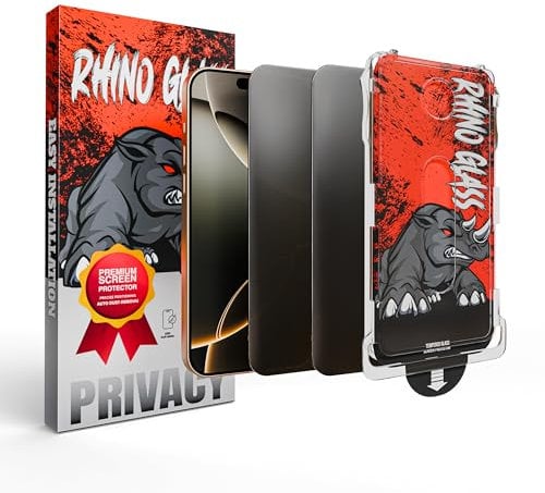 Rhino Glass 2-Pack Easy Install Privacy Screen Protector for iPhone XS Max [True 28° Anti Spy] [Scratch-Resistant 9H Tempered Glass] Gen 2 – with Alignment Frame