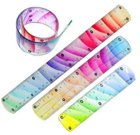 Flexibles Lineal Set, Lineal 30/20/15 cm Flexibel, Bunt Lineal Weich, Bunt Biegbar Weich Lineal, für Schule, Büro, Zuhause