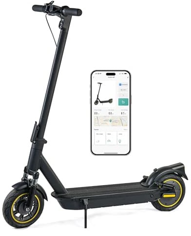 Faltbarer Elektroroller für Erwachsene, 10 Luftbereifung, 4 Stoßdämpfer, maximale Reichweite 45 Kilometer, steuerbar per App
