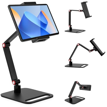 Luqixcey Portable Monitor Stand,Universal Tablet Ständer 360°Schwenkbar,Zeitbeständige Aluminium Tablet Halterung Tisch für Tragbare Monitore Bis 17,3 Zoll, Verstellbarer Arm für Home-Office, Gaming
