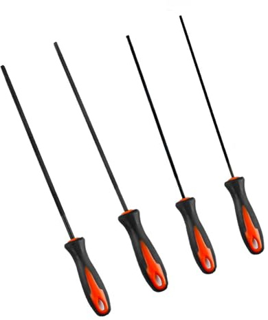 Professional Chainsaw File Set Strong Round Files 3.2mm 4.0mm 4.8mm 5.5mm Cut Chains Includes Storage for Sharpening Accuracy Chainsaw Sharpening Tool