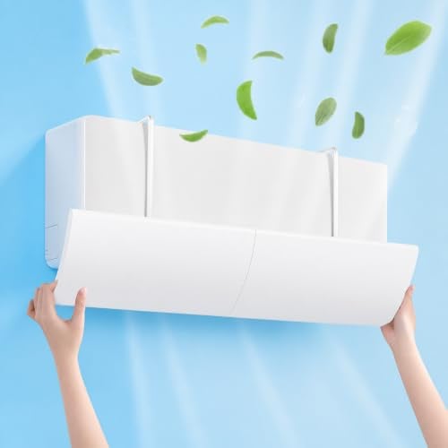 AC Vent Deflector Retractable Adjustable, 80cm Universal Air Conditioner Deflector for Wall Mounted Unit, Telescopic Vent Diverter Cover Wind Baffle, Air Flow Redirector for Home Office White