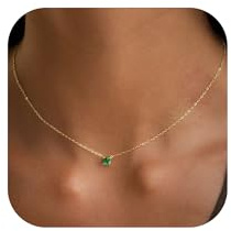 Turandoss Geburtsstein Kette Damen Gold - 12 Monats Kette mit Geburtsstein Kreisförmigem Anhänger Goldkette Geburtstagsgeschenk für Mädchen Frauen Damen Freundin Mama Schmuck